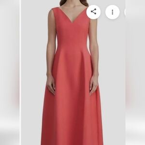 V-Neck Coral Sleeveless A-Line Dress